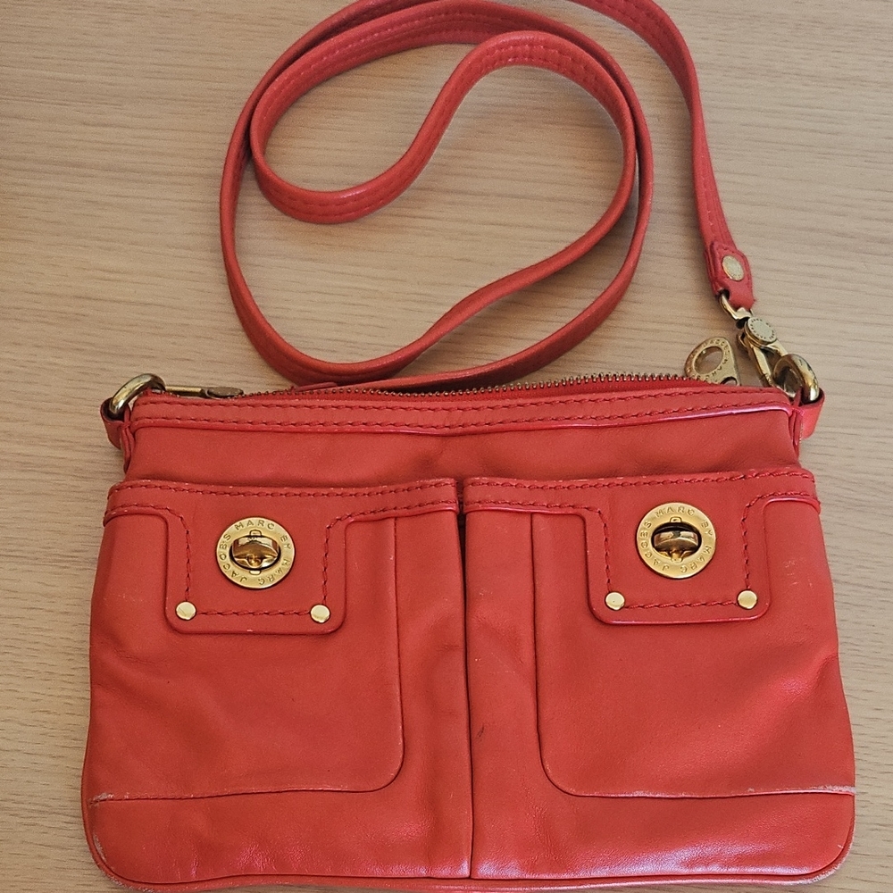 Marc Jacobs Red Crossbody Bag with Gold Accents